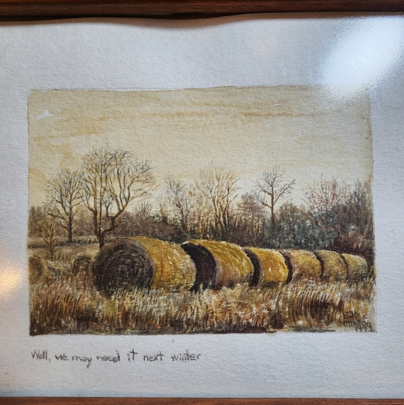 1992 Artist Signed "Well, We May Need It Next Winter" Artwork 12.5"X10.75"X0.625 - Picture 2 of 11
